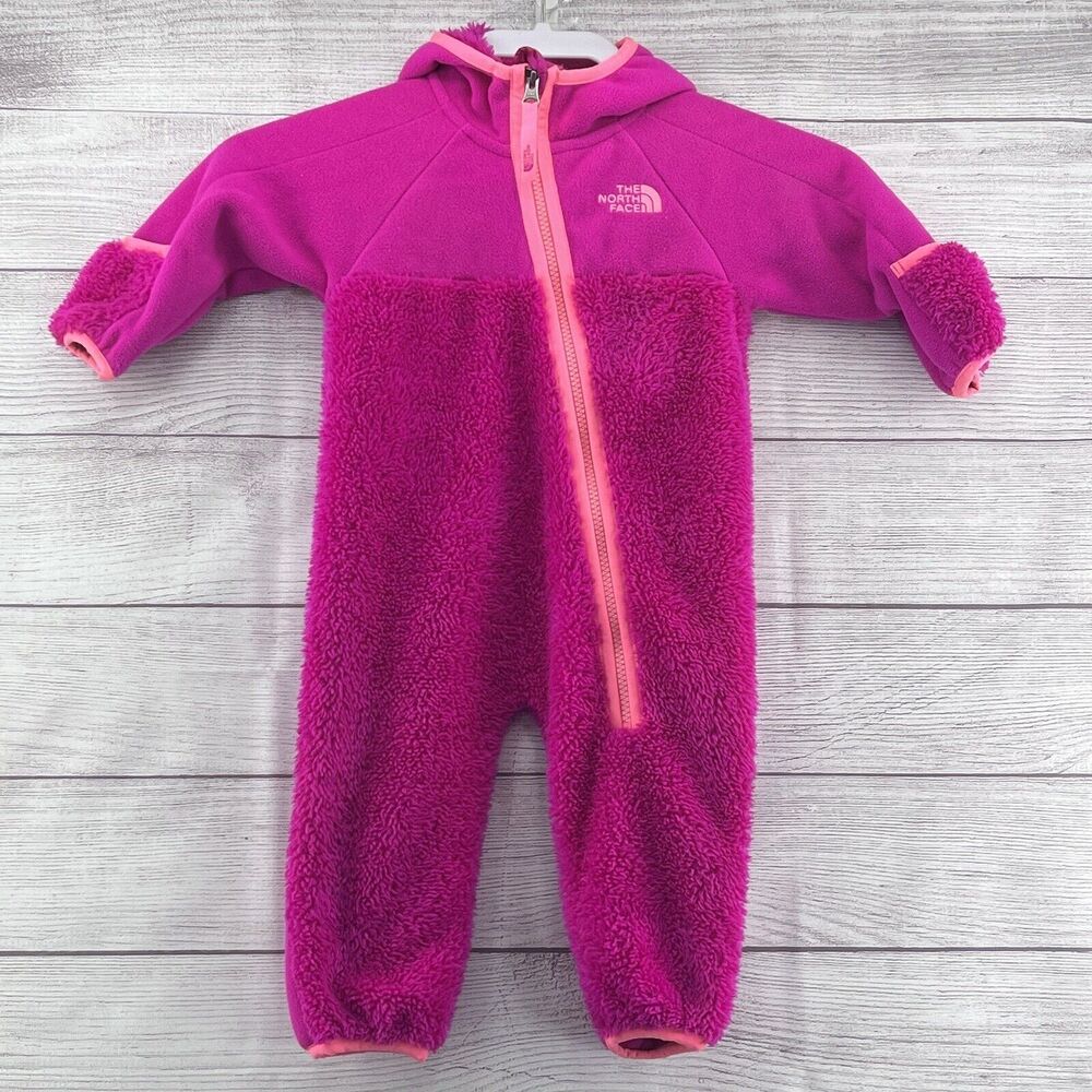 The North Face Toddler Fuchsia Pink One-Piece Fleece Snowsuit